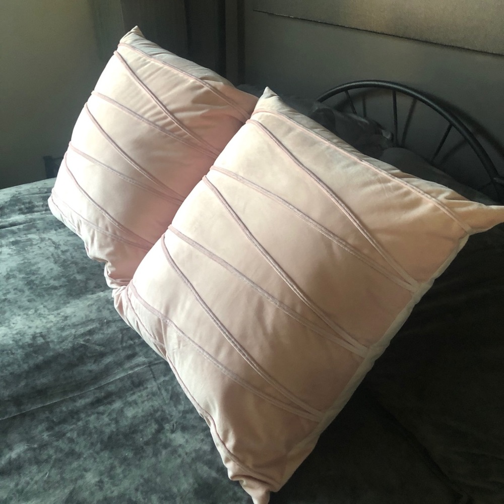 Pink Velvet Striped Throw Pillows 24x24